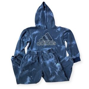 Adidas Kids Navy Tie Dye Hoodie & Jogger Sweat Set Size M (10-12)